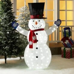 74" White LED Lighted Fluffy Glitter Snowman Outdoor Christmas Decoration -Deals AMS Store 090014 3