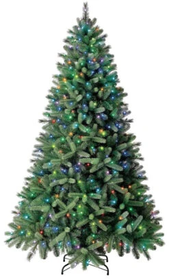 Pre-Lit LED Color Blast Lincoln Fir Quick Set Artificial Christmas Tree With Remote Control