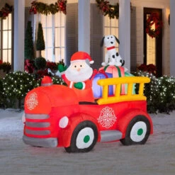 6' Airblown® Santa Fire Truck Christmas Inflatable