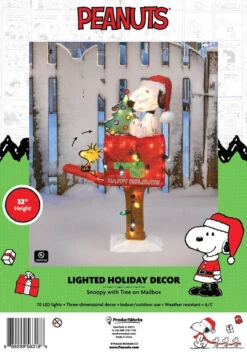 3D Peanuts® Snoopy And Woodstock On Mailbox LED Christmas Yard Art Decoration -Deals AMS Store 56318 pkg