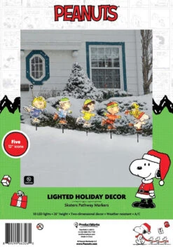 26" Peanuts Skating Christmas Pathway Markers (Set Of 5) -Deals AMS Store 66326 pkg