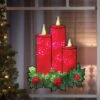 16" Lighted Holographic Candles And Holly Christmas Window Silhouette Decoration -Deals AMS Store 91322 LTD SHIMMER CANDLES PHOTO