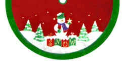 48" Red Velvet Metallic Embroidered Snowman Christmas Tree Skirt With Green Border 5 48" Red Velvet Metallic Embroidered Snowman Christmas Tree Skirt With Green Border -Deals AMS Store 989 089 T19516
