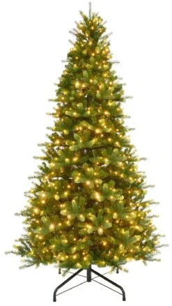 7.5' Franklin Spruce Power Pole Artificial Christmas Tree With Color-Changing LED Lights