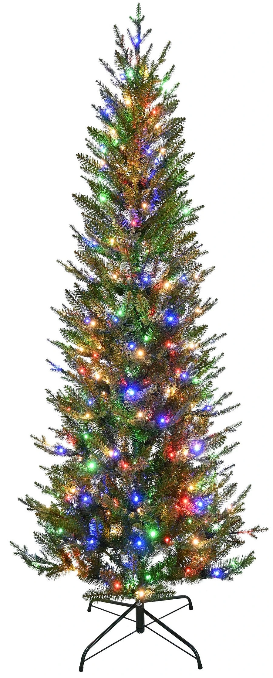 7' Plymouth Fir Power Pole Artificial Christmas Tree With Color-Changing LED Lights