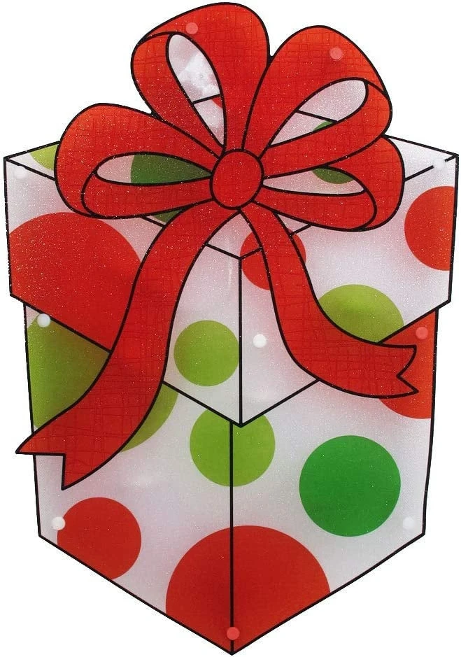 16" Christmas Present Lighted Shimmer Window Decoration Silhouette 5 16" Christmas Present Lighted Shimmer Window Decoration Silhouette - Image 3
