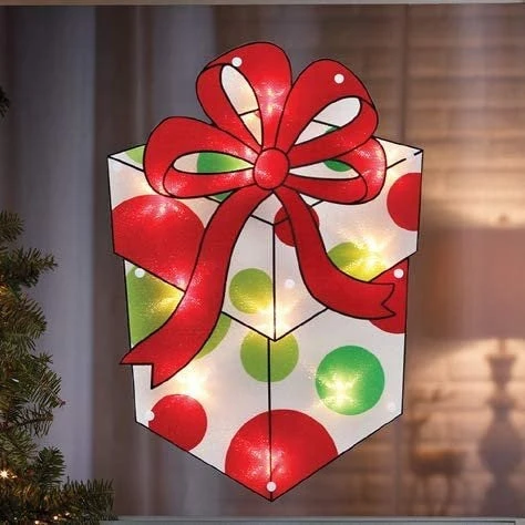 16" Christmas Present Lighted Shimmer Window Decoration Silhouette 6 16" Christmas Present Lighted Shimmer Window Decoration Silhouette - Image 4