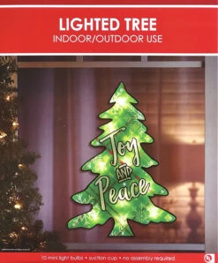 16" Joy & Peace Tree Christmas Shimmer Lighted Window Decoration Tree -Deals AMS Store 992341 2