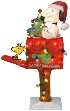 3D Peanuts® Snoopy And Woodstock On Mailbox LED Christmas Yard Art Decoration -Deals AMS Store 992637