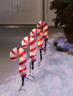 Set Of 4 Candy Cane Pathway Christmas Lights