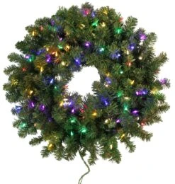 30" Tiffany Christmas Wreath Pre-Lit With 100 Multi-Colored LED Lights -Deals AMS Store 993078