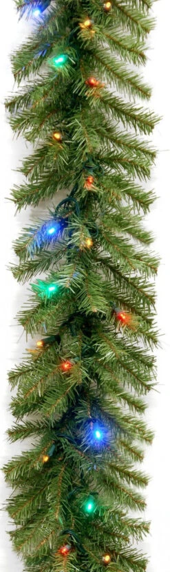 9' Tiffany Christmas Garland Pre-Lit With 50 Multi-Colored LED Lights