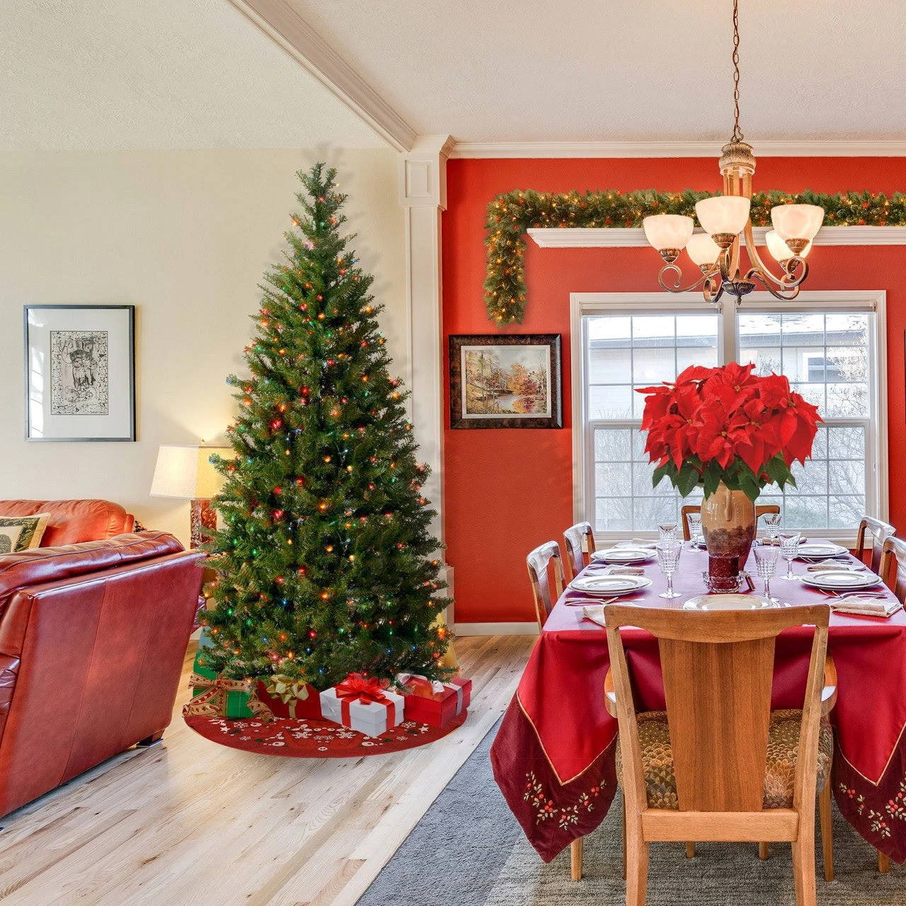 7.5' Narrow New Carrington Instant Lite Pole Pre-Lit Artificial Christmas Tree 4 7.5' Narrow New Carrington Instant Lite Pole Pre-Lit Artificial Christmas Tree - Image 2