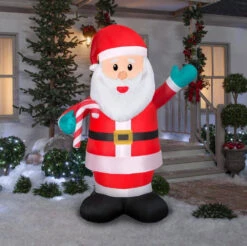 7' Airblown® Waving Santa With Candy Cane Christmas Inflatable