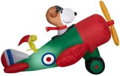 4.5' Snoopy And Woodstock In Airplane Scene Christmas Peanuts Inflatable
