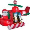 6' Animated Santa's Helicopter With Skydiving Penguins Airblown® Christmas Inflatable -Deals AMS Store 993517