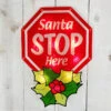 16" Santa Stop Here Shimmer Christmas Wall Art