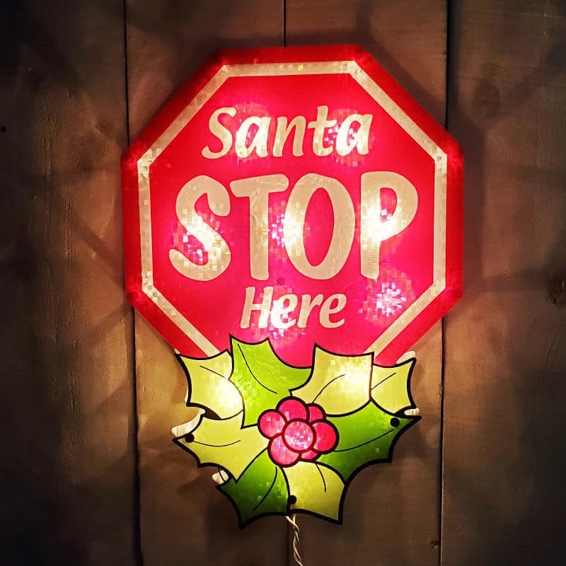 16" Santa Stop Here Shimmer Christmas Wall Art 4 16" Santa Stop Here Shimmer Christmas Wall Art - Image 2