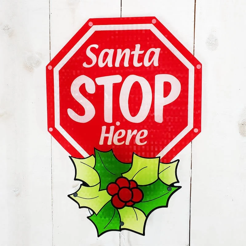 16" Santa Stop Here Shimmer Christmas Wall Art 5 16" Santa Stop Here Shimmer Christmas Wall Art - Image 3