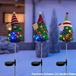 (1) Solar Powered Christmas Tree Gnome Garden Stake -Deals AMS Store 995933 5