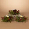 10" Rustic Faux Pine And Berry Christmas Decorative Floral Candle Ring With Metallic Silver Glass Votive Candle Holder -Deals AMS Store 997174