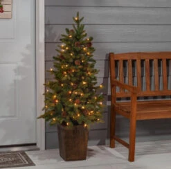 Pre-Lit Natural Cut Hudson Pine Artificial Christmas Tree With Clear Lights In Pot 6 Pre-Lit Natural Cut Hudson Pine Artificial Christmas Tree With Clear Lights In Pot -Deals AMS Store 997259