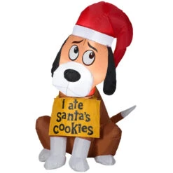 3.5' Airblown® Christmas Dog Inflatable With "I Ate Santa's Cookies" Sign