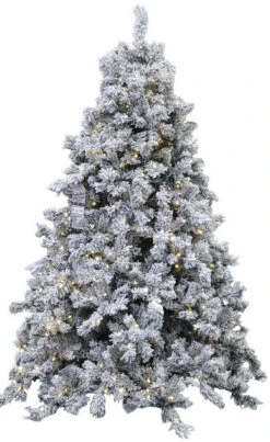 7.5' Snowy Georgia Spruce Feel Real Dual Color LED Instant Lite Pole Artificial Christmas Tree