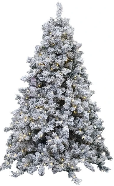 7.5' Snowy Georgia Spruce Feel Real Dual Color LED Instant Lite Pole Artificial Christmas Tree
