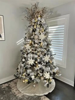 7.5' Snowy Georgia Spruce Feel Real Dual Color LED Instant Lite Pole Artificial Christmas Tree -Deals AMS Store 998005 5